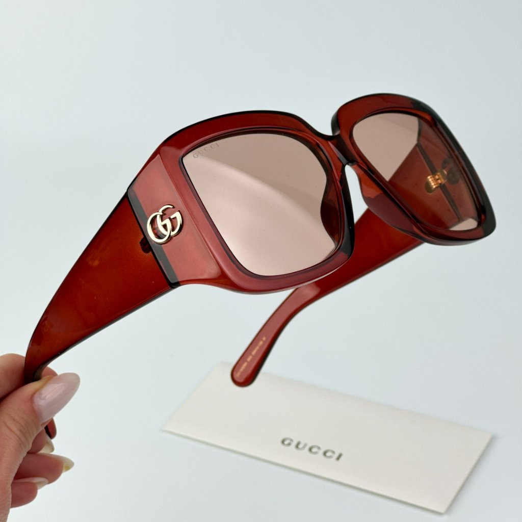 Gucci Gg1402sa 003 Brand New Sunglasses Burgundy Pink Women Square Oversized